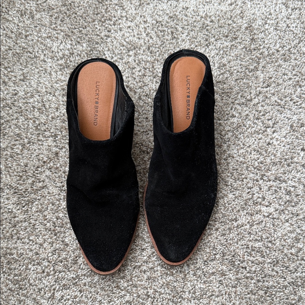 Lucky Brand Black Suede Mules